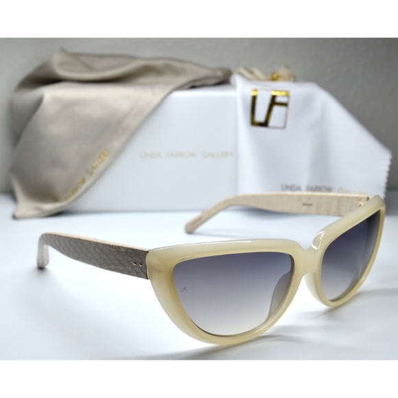 LINDA FARROW LFL305 C8 SHELL ASH SNAKE GRADIENT GREY CAT EYE SUNGLASSES. 63 mm - Picture 4 of 12